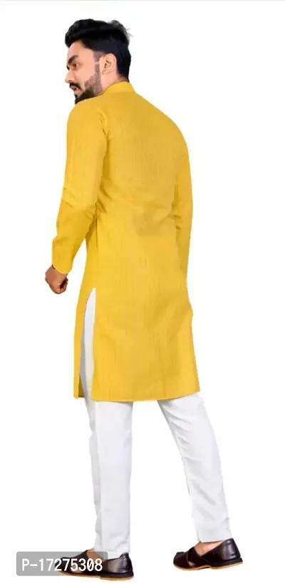 Oversized Mens Cotton Blend Full Sleeve Henley Neck Mid Thigh Length Lining Kurta (MK-113)-thumb5