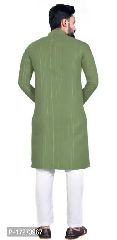 Oversized Mens Cotton Blend Full Sleeve Henley Neck Mid Thigh Length Lining Kurta (MK-113)-thumb2