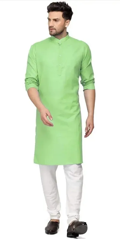 Stylish Fancy Blend Straight Kurta For Men