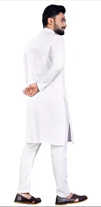 Oversized Mens Cotton Blend Full Sleeve Henley Neck Mid Thigh Length Lining Kurta (MK-113)-thumb3