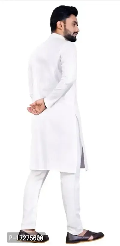 Oversized Mens Cotton Blend Full Sleeve Henley Neck Mid Thigh Length Lining Kurta (MK-113)-thumb4