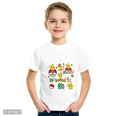 WHALEBONE Regular Wear Poly Silk Cartoon Printed T-Shirts with Round Neck for Boy's (STW-01-Ash-06-white-11-12 Years)