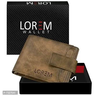 LOREM Brown Removable Card Holder Bi-Fold Faux Leather 7 ATM Card Slots Wallet for Men WL23-thumb0