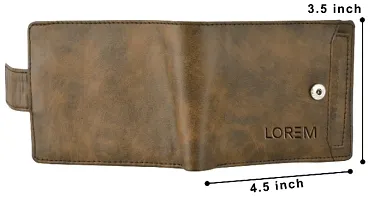 LOREM Brown Removable Card Holder Bi-Fold Faux Leather 7 ATM Card Slots Wallet for Men WL23-thumb2
