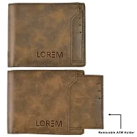 LOREM Brown Removable Card Holder Bi-Fold Faux Leather 7 ATM Card Slots Wallet for Men WL24-thumb3