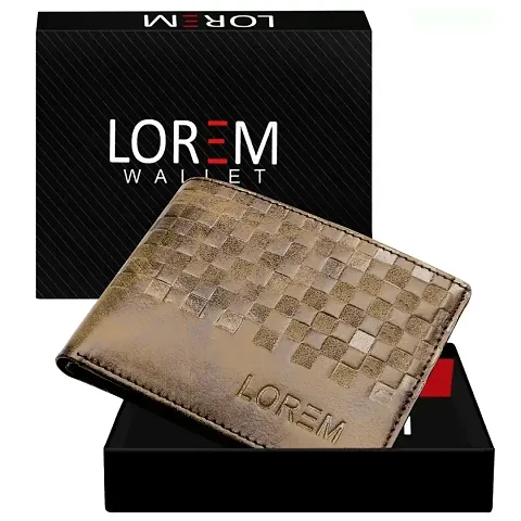 Lorem Men Square Textured Two Fold Faux Leather Wallets