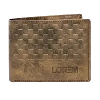LOREM Brown 3D Emboss Square Bi-Fold Faux Leather 3 ATM Card Slots Wallet for Men WL36-thumb1