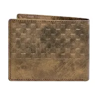 LOREM Brown 3D Emboss Square Bi-Fold Faux Leather 3 ATM Card Slots Wallet for Men WL36-thumb2