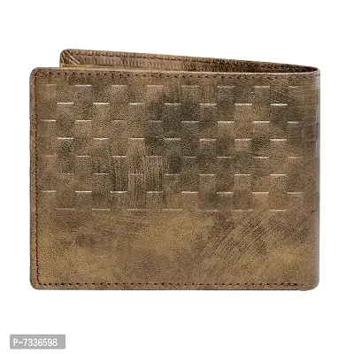 LOREM Brown 3D Emboss Square Bi-Fold Faux Leather 3 ATM Card Slots Wallet for Men WL36-thumb3
