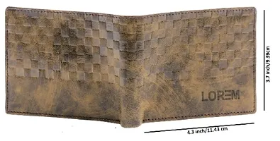 LOREM Brown 3D Emboss Square Bi-Fold Faux Leather 3 ATM Card Slots Wallet for Men WL36-thumb3