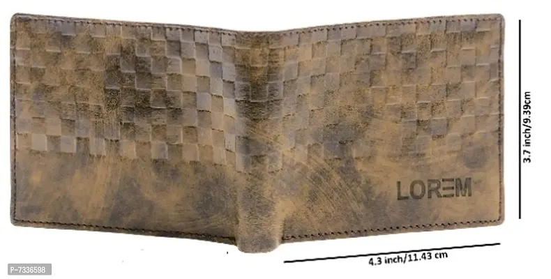 LOREM Brown 3D Emboss Square Bi-Fold Faux Leather 3 ATM Card Slots Wallet for Men WL36-thumb4