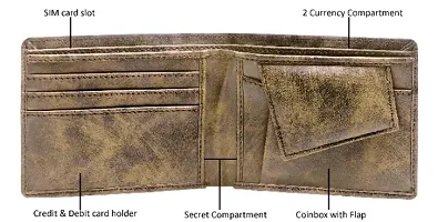 LOREM Brown 3D Emboss Square Bi-Fold Faux Leather 3 ATM Card Slots Wallet for Men WL36-thumb4