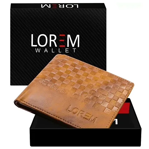 LOREM 3D Emboss Square Bi-Fold Faux Leather 3 ATM Card Slots Wallet for Men WL37