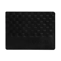 LOREM Black 3D Emboss Square Bi-Fold Faux Leather 3 ATM Card Slots Wallet for Men WL39-thumb1