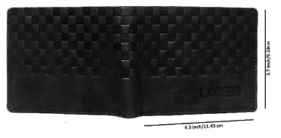 LOREM Black 3D Emboss Square Bi-Fold Faux Leather 3 ATM Card Slots Wallet for Men WL39-thumb4