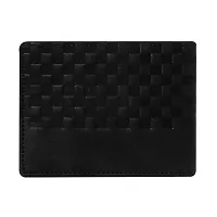 LOREM Black 3D Emboss Square Bi-Fold Faux Leather 3 ATM Card Slots Wallet for Men WL39-thumb2