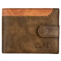 LOREM Brown-Tan Dual Color Bi-Fold Faux Leather 3 ATM Card Slots Wallet for Men WL44-thumb1