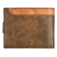 LOREM Brown-Tan Dual Color Bi-Fold Faux Leather 3 ATM Card Slots Wallet for Men WL44-thumb4