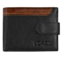 LOREM Black-Tan Dual Color Bi-Fold Faux Leather 3 ATM Card Slots Wallet for Men WL45-thumb1