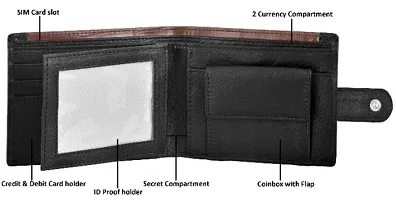 LOREM Black-Tan Dual Color Bi-Fold Faux Leather 3 ATM Card Slots Wallet for Men WL45-thumb2