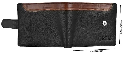 LOREM Black-Tan Dual Color Bi-Fold Faux Leather 3 ATM Card Slots Wallet for Men WL45-thumb3