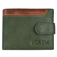 LOREM Green-Brown Dual Color Bi-Fold Faux Leather 3 ATM Card Slots Wallet for Men WL46-thumb1