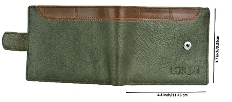 LOREM Green-Brown Dual Color Bi-Fold Faux Leather 3 ATM Card Slots Wallet for Men WL46-thumb3