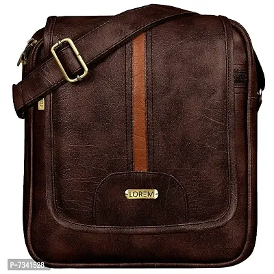 LOREM Brown Stylish Faux Leather Cross Body Sling Bag For Men SL02