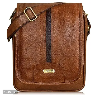 LOREM Tan Stylish Faux Leather Cross Body Sling Bag For Men SL04