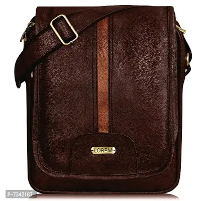 LOREM Brown Casual Faux Leather Cross Body Sling Bag For Men SL05