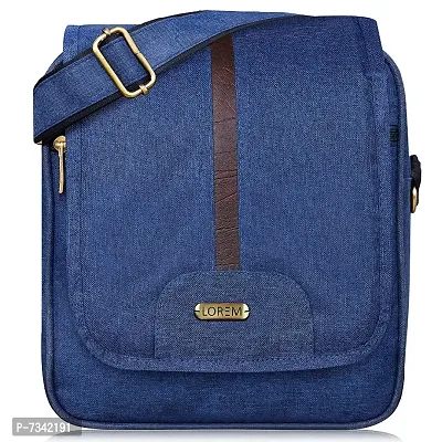 LOREM Blue Stylish Linen Textured Cross Body Sling Bag For Men SL06