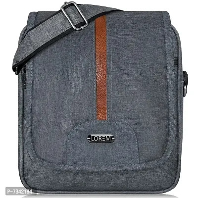 LOREM Grey Casual Linen Textured Cross Body Sling Bag For Men SL07