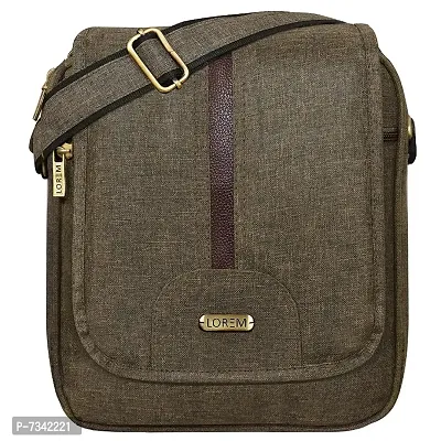 LOREM Khaki Stylish Linen Textured Cross Body Sling Bag For Men SL08