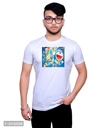 Stylish White Cotton Printed T-Shirt For Men-thumb0