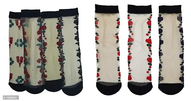 Womens Ankle Length Net  Spandex Socks (Pack of 7)-thumb0