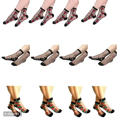 Womens Ankle Length Net  Spandex Socks (Pack of 12)-thumb0