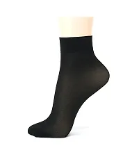 Women  Girls Ultra-Thin Transparent Nylon Ankle Length Summer Black Socks Set of 2 pairs-thumb1
