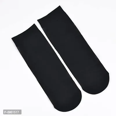 Women  Girls Ultra-Thin Transparent Nylon Ankle Length Summer Black Socks Set of 2 pairs-thumb3