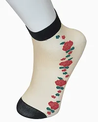 Womens Floral Print Ankle Length Socks (Multicolour, Free Size) - Pack of 4-thumb1