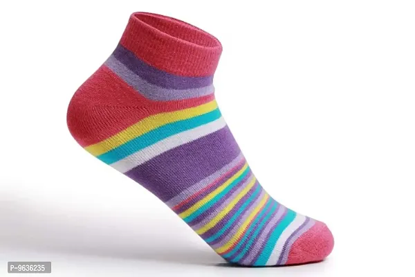 Womens Ankle Length Cotton Socks (Pack of 1) (Multicolored)