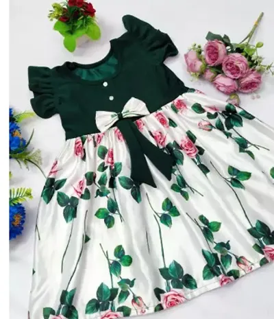 Casualwear Satin Printed Dress for Girls