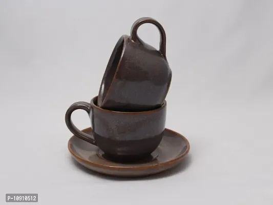 Handmade ceramic tea cup saucer set of 2-thumb0
