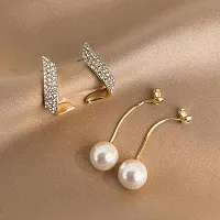 Gold Celebrity Style Pearl Tassel Earrings for Women  Girls-thumb1