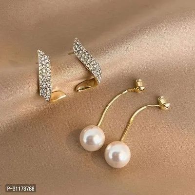 Gold Celebrity Style Pearl Tassel Earrings for Women  Girls-thumb2