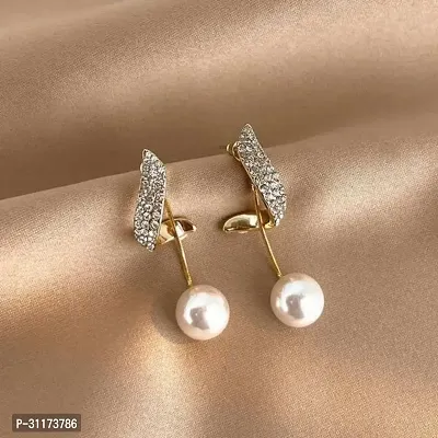 Gold Celebrity Style Pearl Tassel Earrings for Women  Girls-thumb0