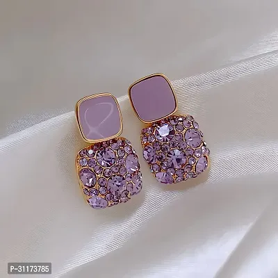 Purple Luxury Crystal Ear Studs for Women  Girls-thumb0