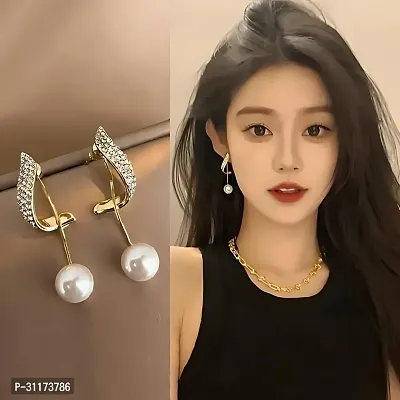 Gold Celebrity Style Pearl Tassel Earrings for Women  Girls-thumb5