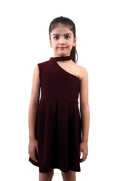 Fabulous Blend Solid A-Line Dress For Girls