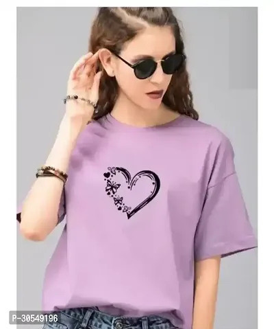 Elegant Purple Cotton Blend Printed Top For Women-thumb0