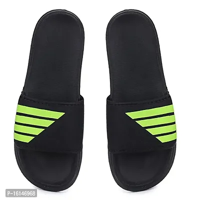 Stylish Green PU Solid Sliders For Men